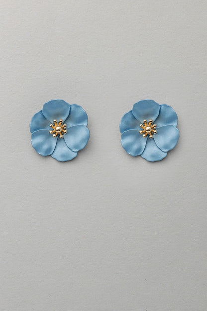 Flower Small Earrings - Pearl Blue