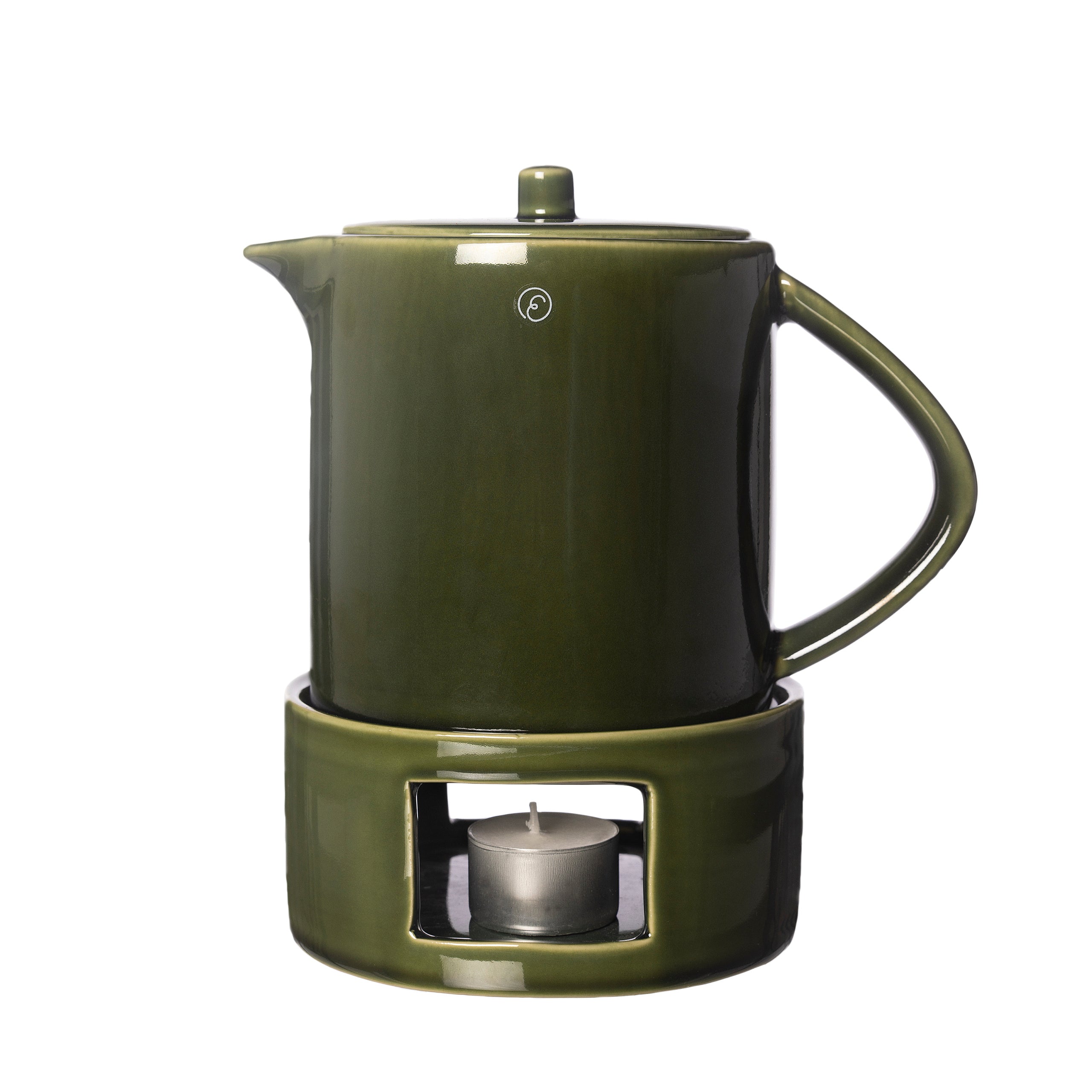 Glöggkanna med värmare grön glaserad