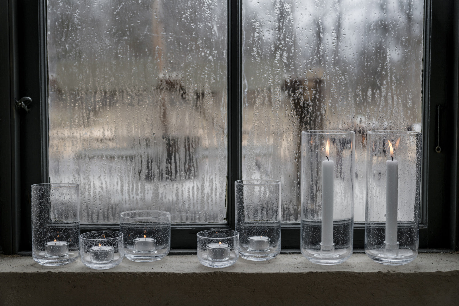 Ljuslykta i glas d8 h6 cm