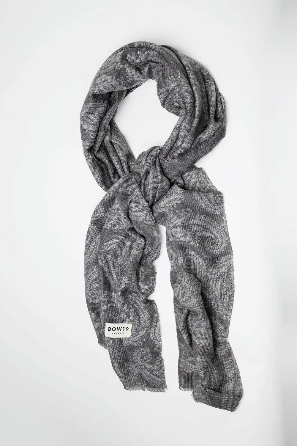 Soft scarf paisley grey