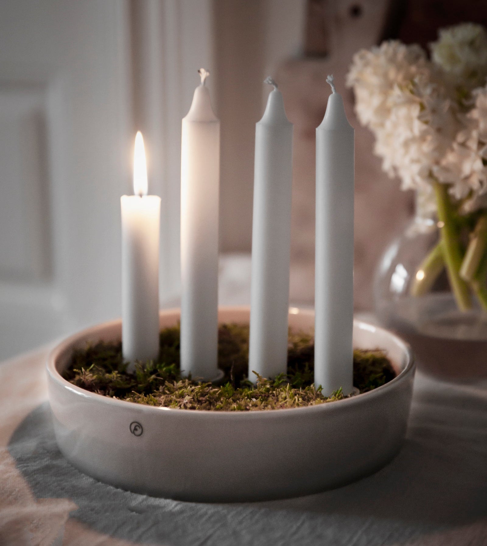 ERNST Ljusskål 4 ljus glaserad sand