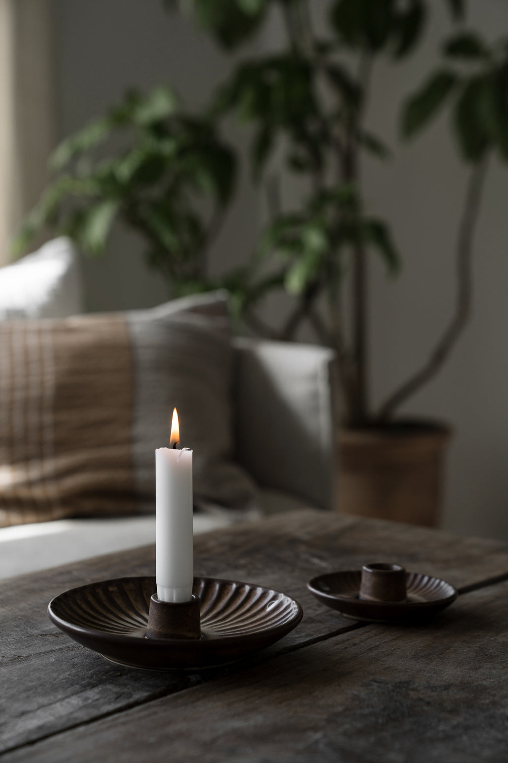 Ljusstake d10,5 h3,5 brun/beige